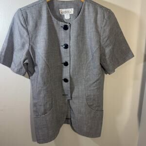Vintage Antara Houndstooth Short Sleeve Blazer Jacket Size 12 Office Siren Y2K